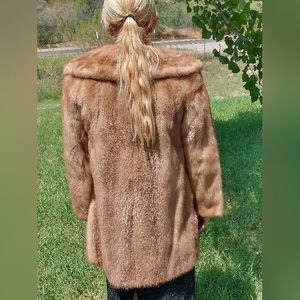 Mink fur coat, size small, light brown and dark brown stripes